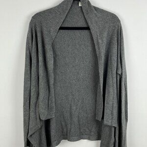 H&M Sweater Cardigan Size M Gray Long Sleeve Tight Knit Stretch Acrylic Wool Pol